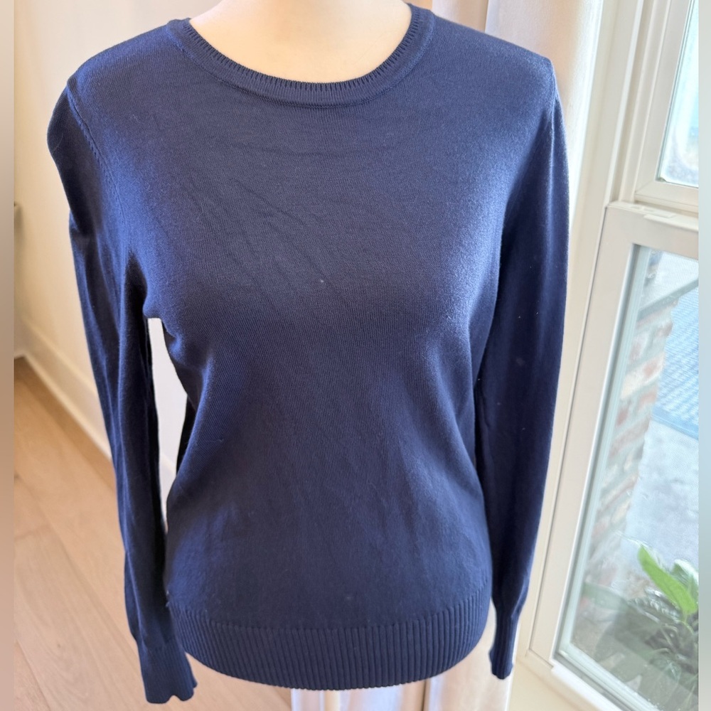 Ann Taylor Factory Deep Blue Crew Neck Sweater